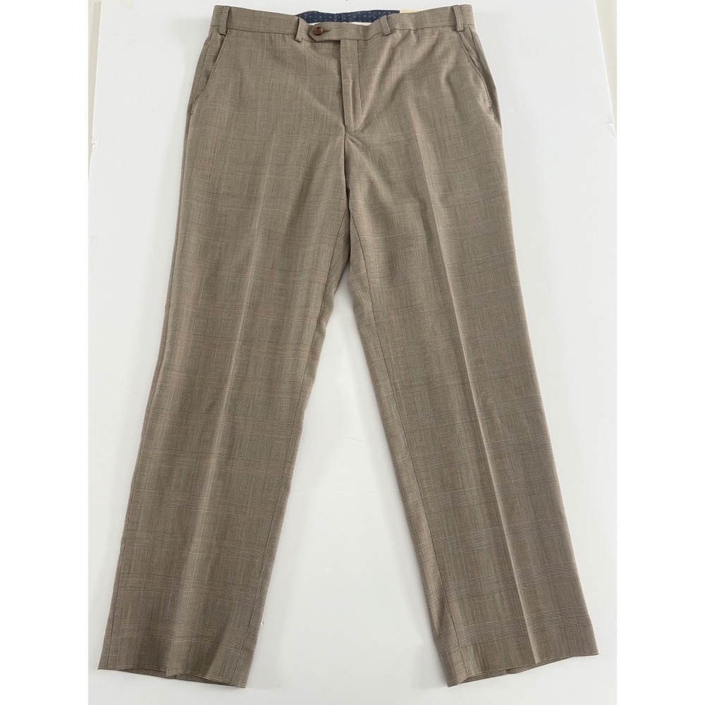Lauren Ralph Lauren Mens Tan‎ Glen Plaid Flat Front Dress Pants 38W x 32L NWT